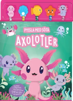 Pyssla med söta axolotler - 5 pennor & bok